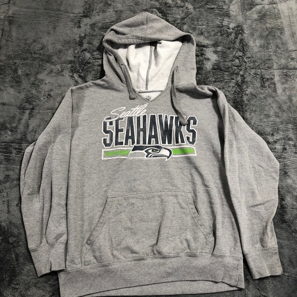 NFL Team Seattle Seahawks Hoodie Mens Large Gray Pullover Sweatshirt L Graphic